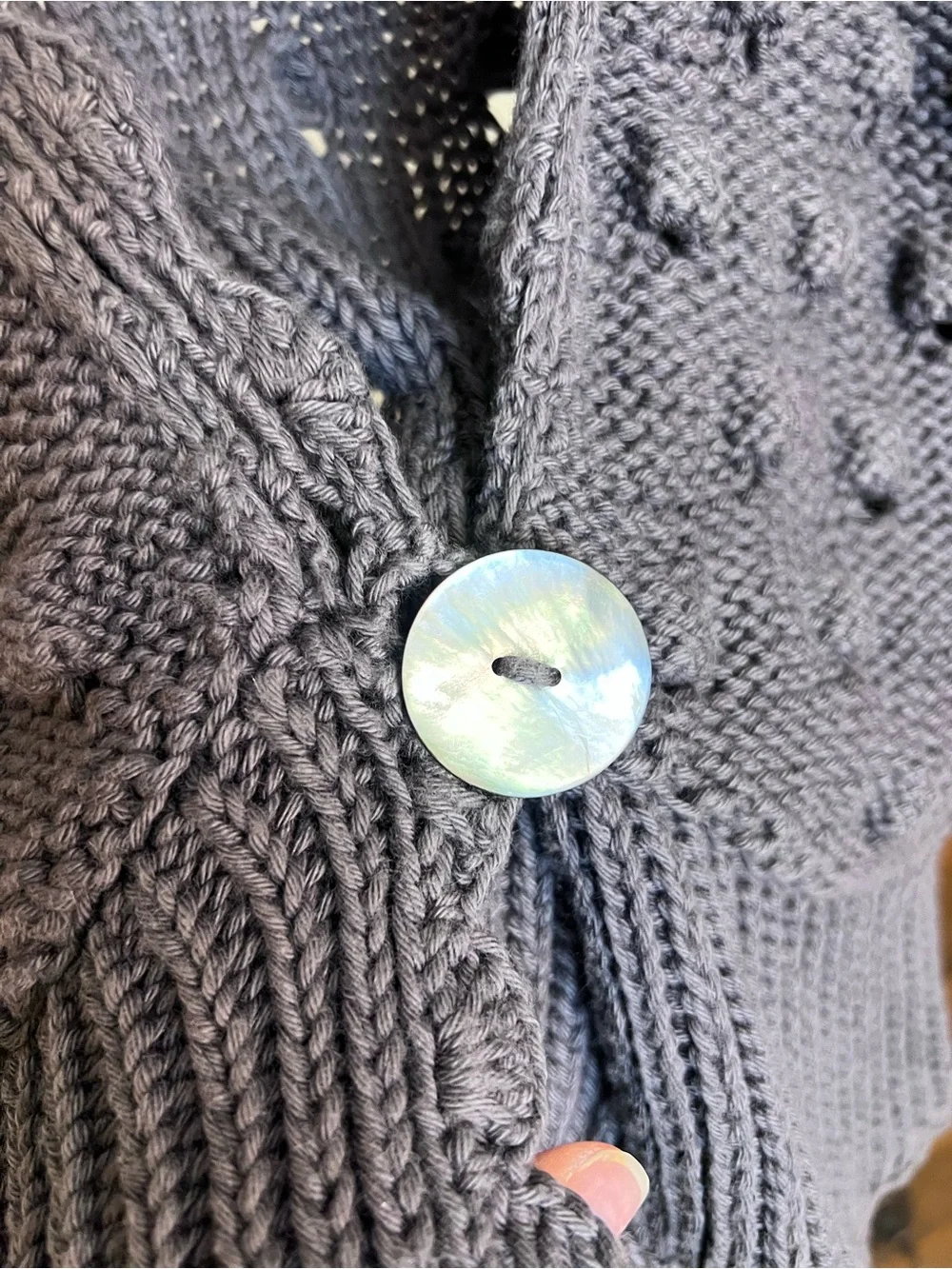 Pure Handknit by Fresh Produce Gray Sweater Shrug- M